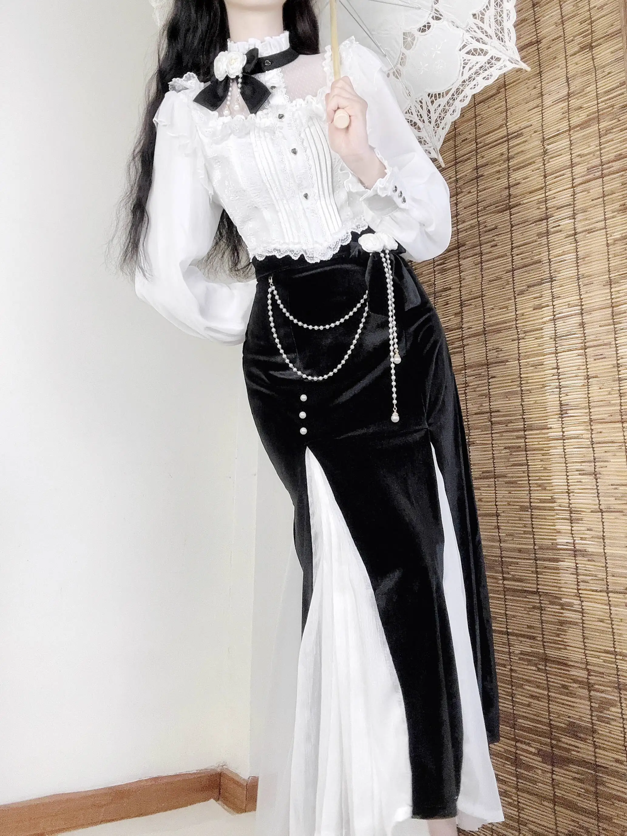 

New Nightingale Rose Elegant Mermaid Skirt Evening Dress Two-piece Set Hanfu Women Fiesta Carnival Halloween Cos Cosplay