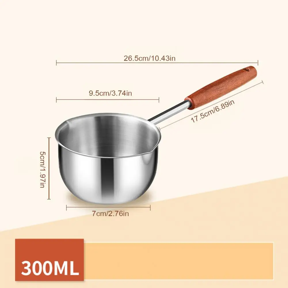 Heat Resistant Handles Pan Stainless Steel Saucepan Stainless Steel Oil Pan with Dual Pouring Spouts Cool-touch Handles