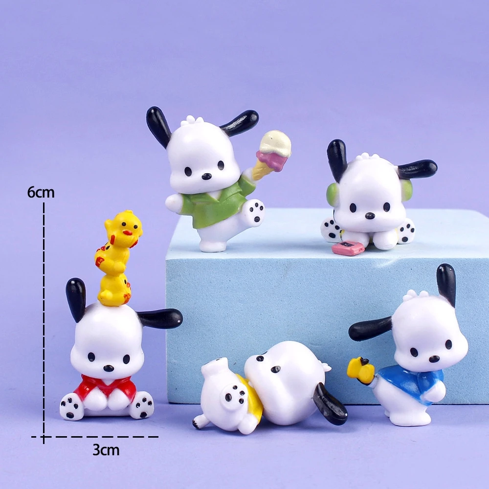 Sanrio figuras de acción de Anime Pochacco, modelo de dibujos animados, adorno, materiales de Pvc, decoración de pasteles, lindos juguetes para