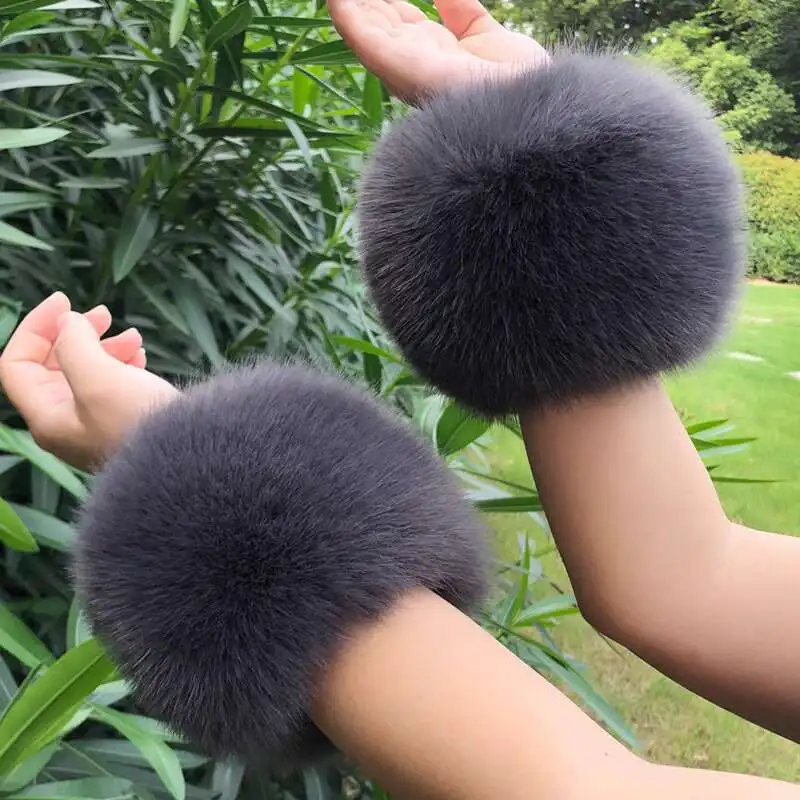 Polsino in pelliccia sintetica Guanti caldi Copri maniche Pelliccia di volpe finta Polso Maniche finte Scaldabraccia Addensare Accessori in pelliccia Cappotto di moda Decora
