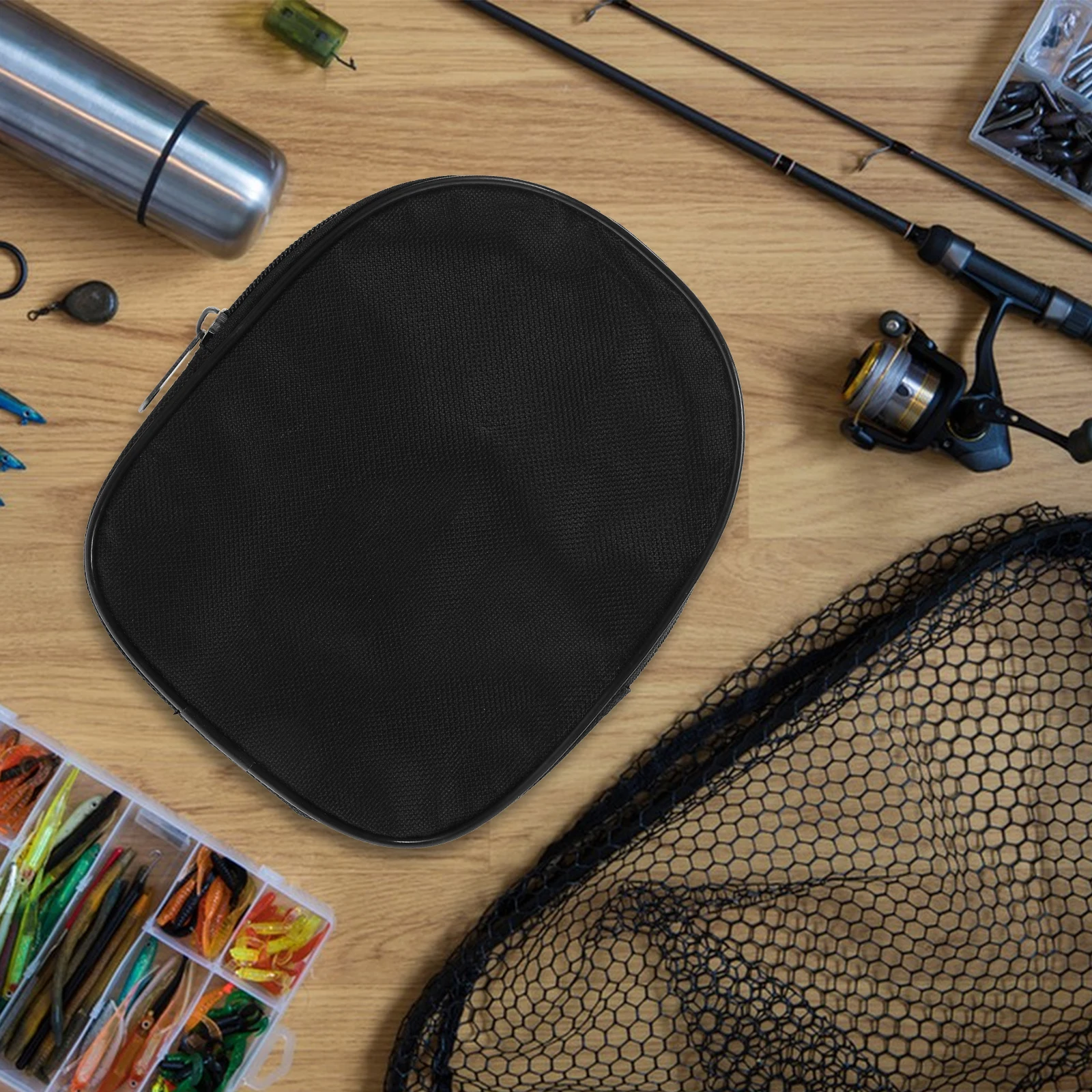 

Fishing Tackle Bag Reel Cover Case Protective Sleeve Collapsible Boat Feeder Rod Storage Pouch Black Lightweight