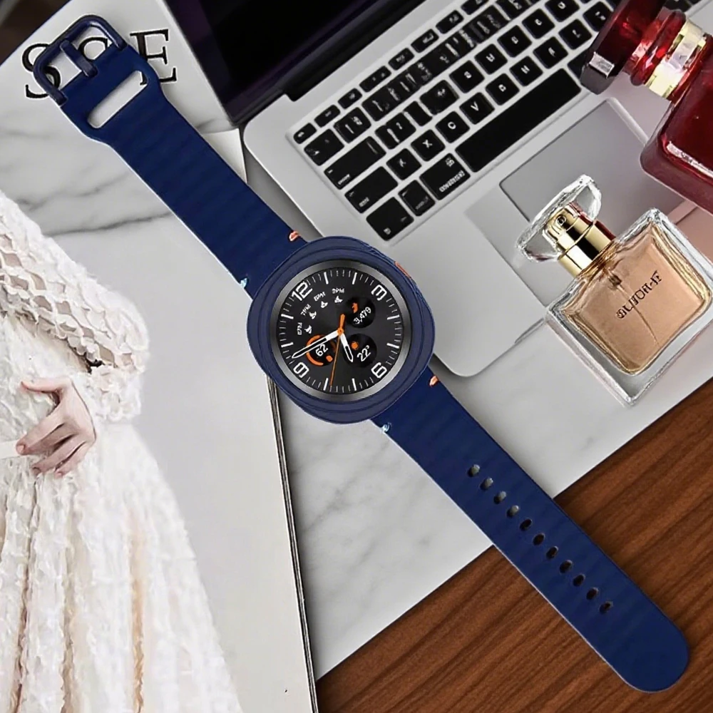 Offizielles gewelltes Silikonarmband für Samsung Galaxy Watch 8/8 Classic 46 mm 44 mm 40 mm, atmungsaktives Armband Correa für Galaxy Watch 8