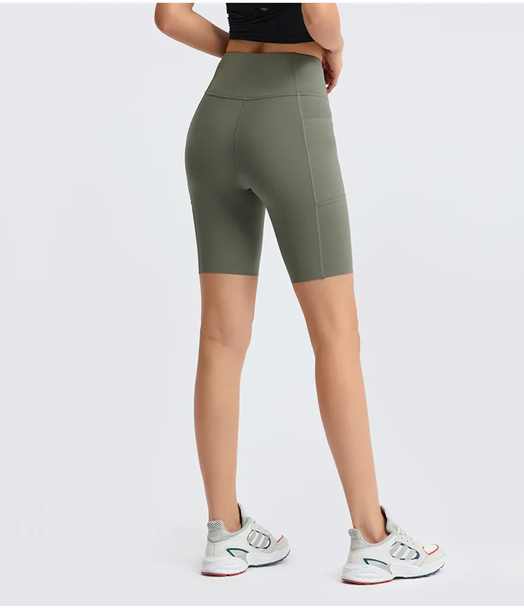 Gym Womens Clothing Shorts Yoga Fitness Sport Seamless Leggings Outdoor Jogging Cycling High Waist Tights Side Pocket Sportswear