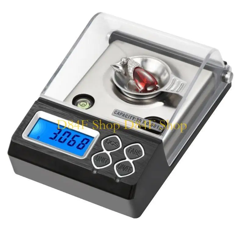 D84F 30g / 0.001g Lab Carat Digital Weigh Scale with Calibration Weights Tweezers Pan