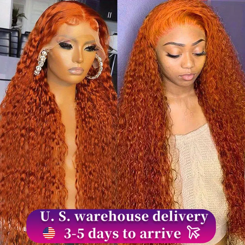 Odbe 350 Ginger Orange 30 40 inch Deep Wave Lace Front Wig Human Hair Wigs 13x4 13x6 HD Lace Frontal Curly Wig For Black Woman