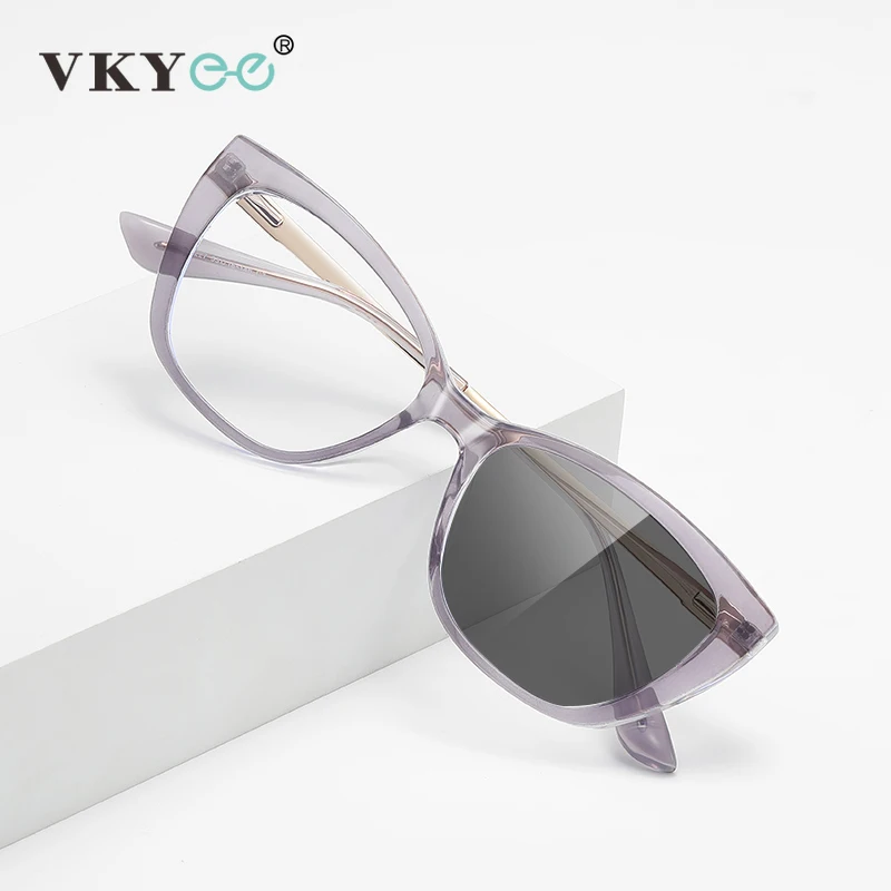 

VKYEE Simple Classic Versatile Oval Design Women's Anti-blue Light Glasses Photochromic Customizable Prescription LS227