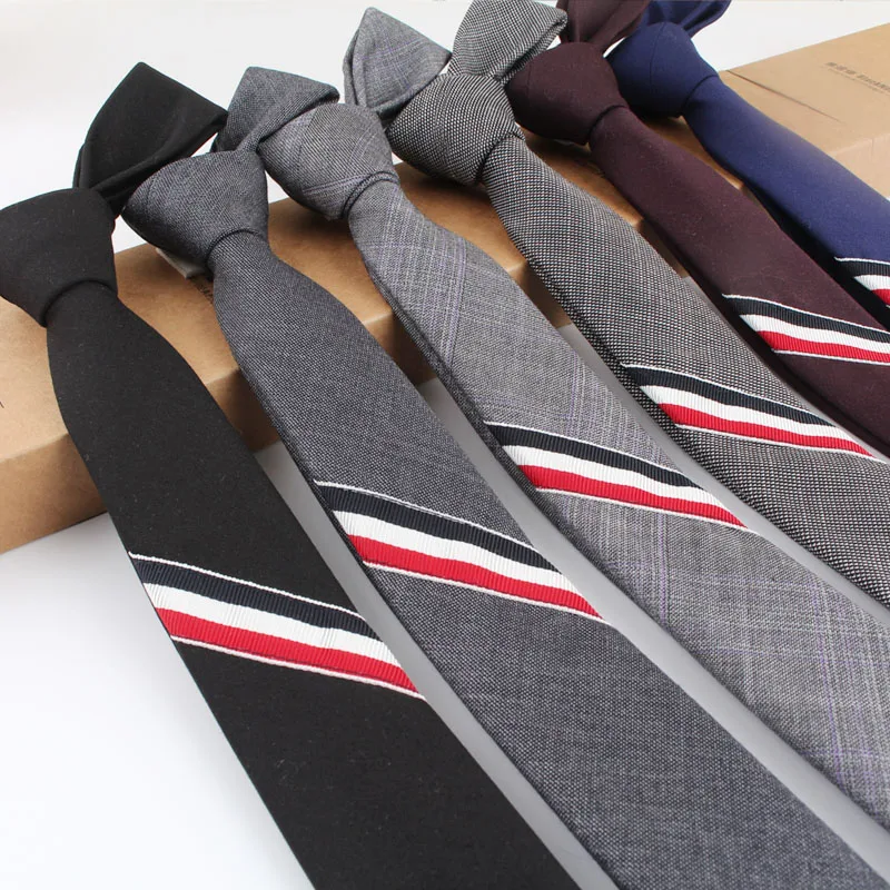 Narrow Three-Color Stripe Tie Korean Style Men Women Formal Wedding Casual College Black Grey Cool Necktie Fashion Accessory