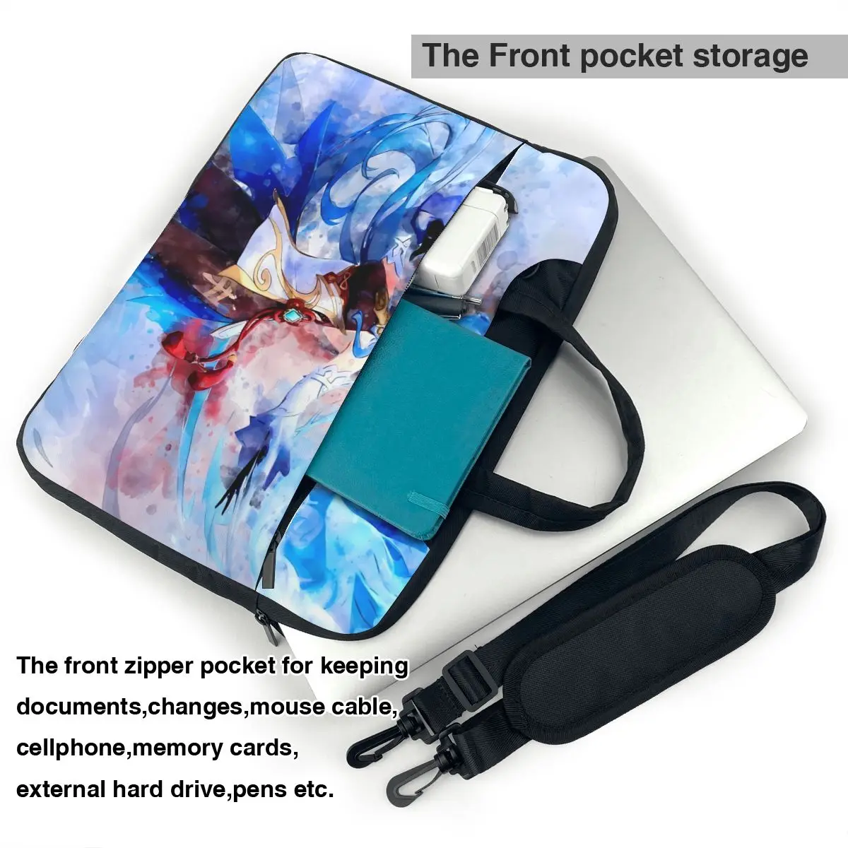 Handbag Laptop Bag Genshin Impact Briefcase Bag Ganyu Anime 13 14 15 15.6 Funny Protective Computer Pouch For Macbook Pro Lenovo