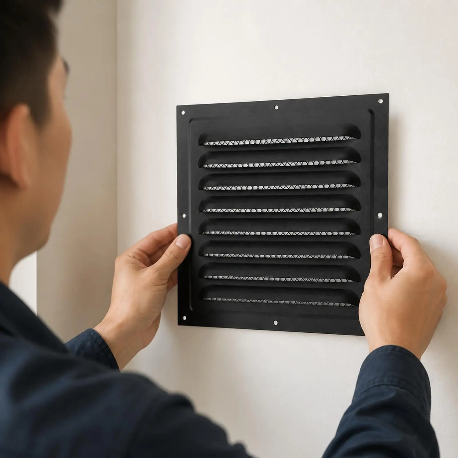 Louvered Ventilation Grille with Aluminum Mesh Screen Recessed Single-Layer Louvered Vent Grille Easy to Install for Exterior