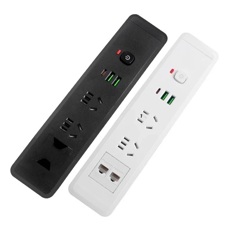 5PCS Double-Sided Power Take USB Charging Socket 16A Rated EU Plug Multi-Five-Hole Embedded For Desktop Office NFC Extension Soc