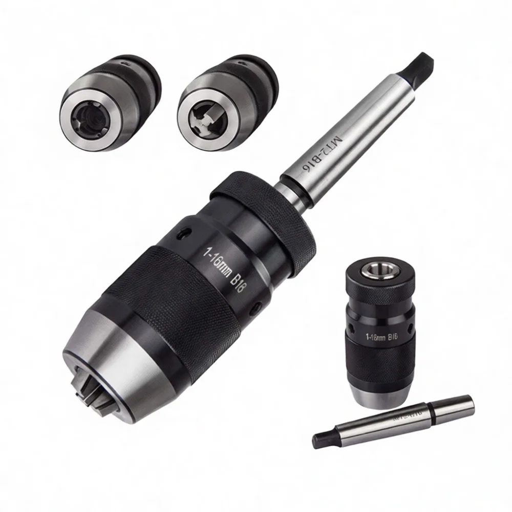 Precision Self Tightening Keyless Drill Chuck MT2 B16 Shank For CNC Lathe Milling Machine High Hardness Metal Tool 1 16mm