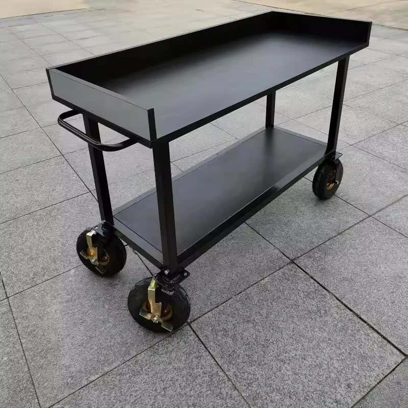 

Big wheel photography table, black computer table, mobile trolley turnover table with circumference anti-static workbench