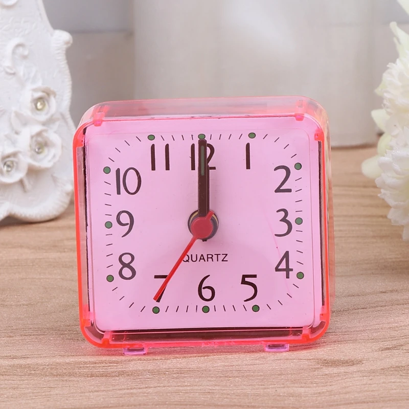 Mini Square Alarm Clock Mute Analog Non Ticking Silent Quartz Clocks For Children Boys Girls Birthday Gift