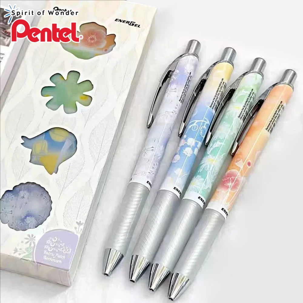 

Набор из 4 гелевых ручек Pentel ENERGEL Flower Limited (Япония), быстросохнущие, 0.5 мм, для студентов, подписи и офиса