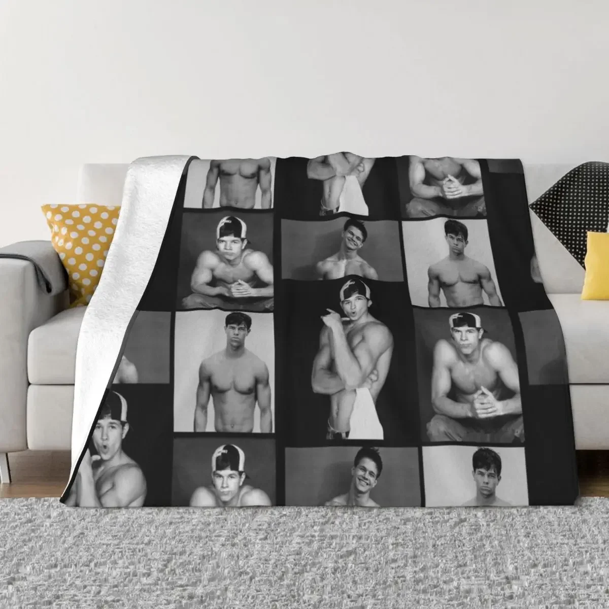 Mark Wahlberg Collage Throw Blanket Thermal Camping Blankets