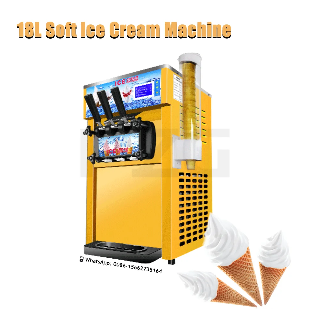 Commercial 18L Soft Serve Ice Cream Machine Frozen Yogurt Ice Cream Maker With 2+1 Flavors