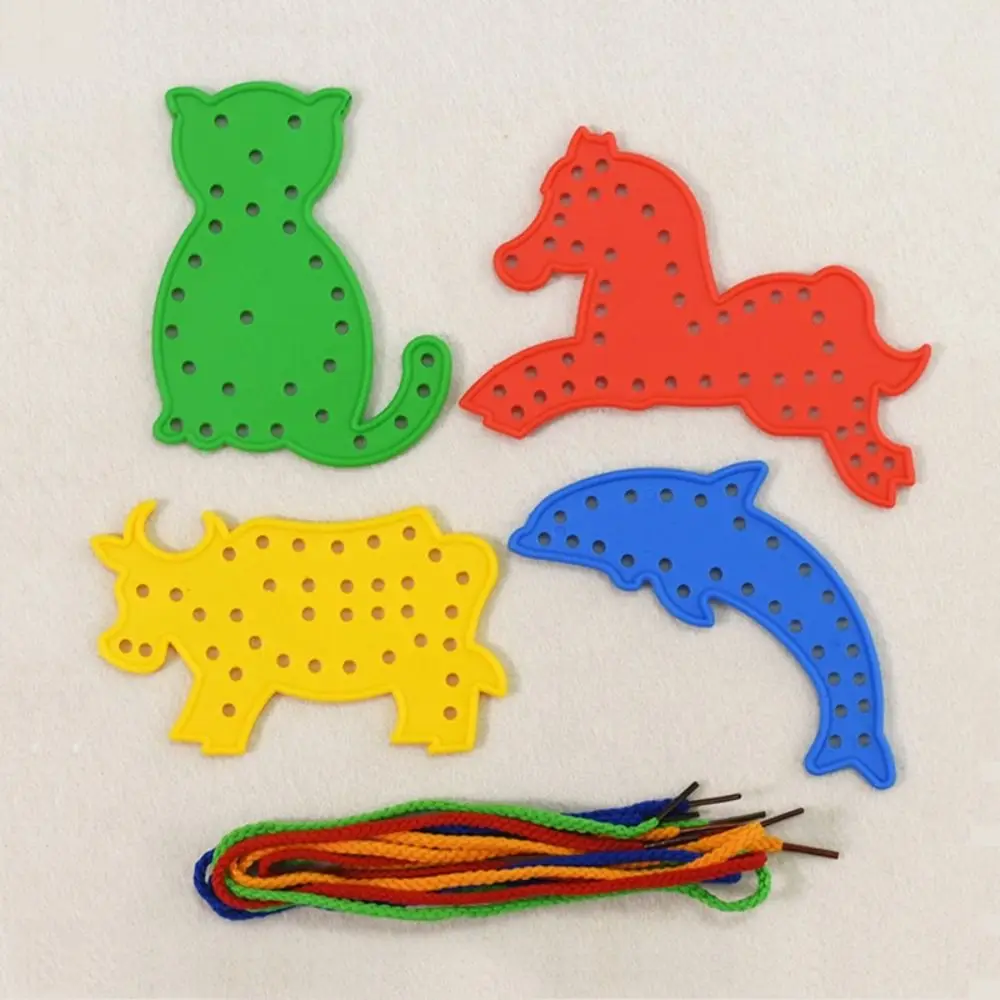 Juguete de plástico con cordones para enhebrar, desarrollo de la inteligencia Montessori, juegos de enhebrado para bebés, Educación Temprana, juguete de aprendizaje con cordones DIY