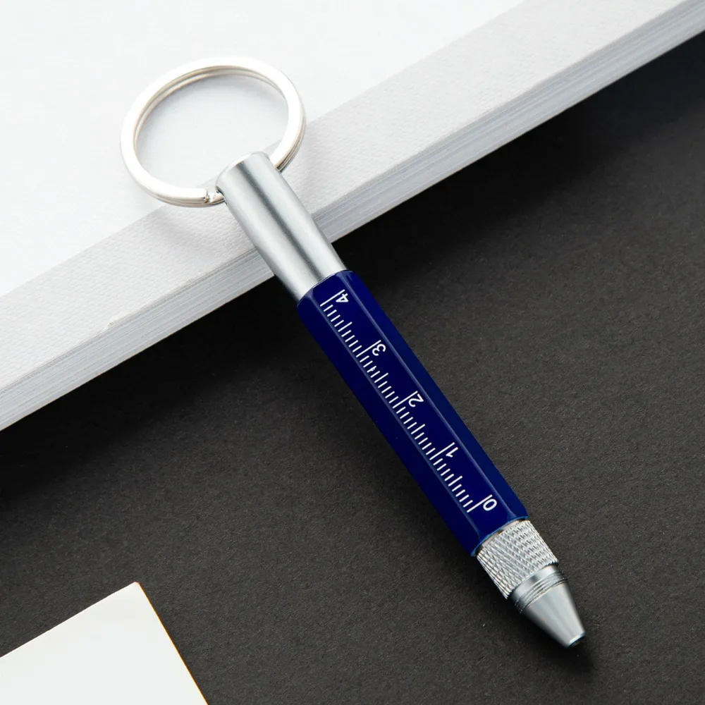 

Portable Metal Multitool Pen 6-in-1 Short Style Ballpoint Pen with Screwdriver/Ruler/Stylus Woodworking Pen Outdoor Tool Pen