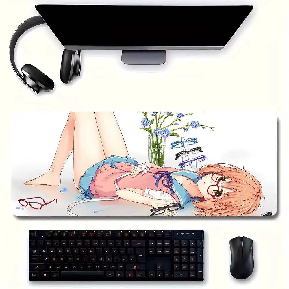 Kuriyama Mirai Anime Beyond The Boundary Mousepad Non-slip Suitable For Office Computers Laptops E-sports Game Desk Mats XXL