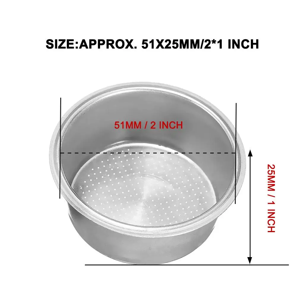 Фильтр для кофе из нержавеющей стали, кофе с двойной чашкой, 51 мм, пористая корзина без давления для