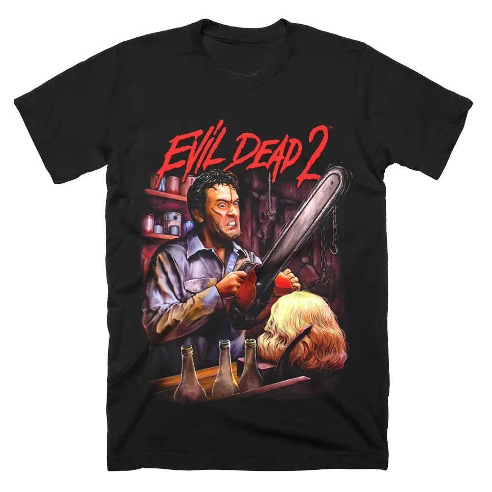 Evil Dead 2 T-Shirt für Herren, Ash Chainsaw Breakout, Horror-Grafik, kurzärmelig, übergroß, Streetwear, locker, übergroß, Unisex, kurz, weich – Detail 7