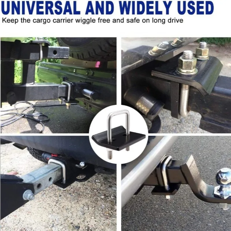 Universal American Square Mouth Trailer Damper Stabilizer U-Blot Heavy Duty Steel Anti-Rattle Hitch Tightener Safety Lockdown