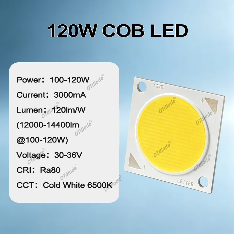 LED COB Ra80 High Lumen 14400lm 80W 100W 120W Cold White Bridgelux Chip Diode DC36V 28*28mm Spotlight Downlight Repair Parts DIY