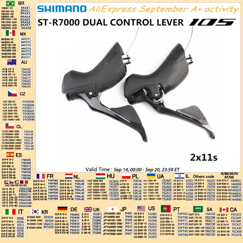 Shimano 105 R7000 Shifter 2x11 Speed Road Bike 22s Shift Dual