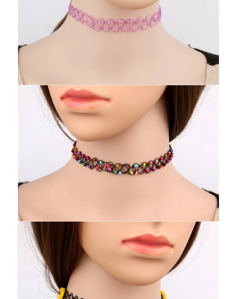 Boho ForWomen Necklace Mermaid Line Tattoo Geometric Collar Set Colorful Necklace Combination  Fashion New Jewelry Party Gift view 6