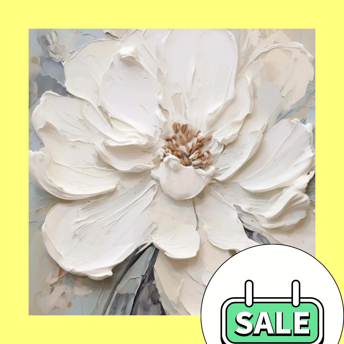 Where Nordic Light Touches Petals – Abstract White Flower Frameless Canvas for Lounge Wall Art Gift 2026