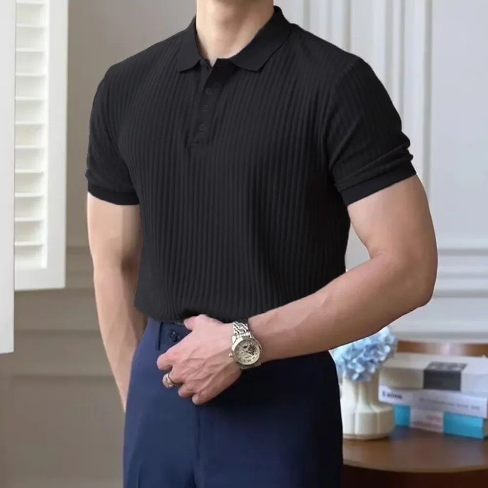 Männer Sommer Kurzarm Polo Dünne Casual Sportswear Hundert Stretch Tasten Koreanische Mode T-shirt männer Tops – Detail 7