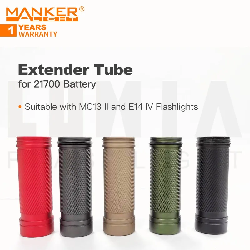 Manker 21700 Battery Tube, Suitable for MC13 II & E14 IV Flashlights, Compact Size, One-hand Operation, No Magnetic