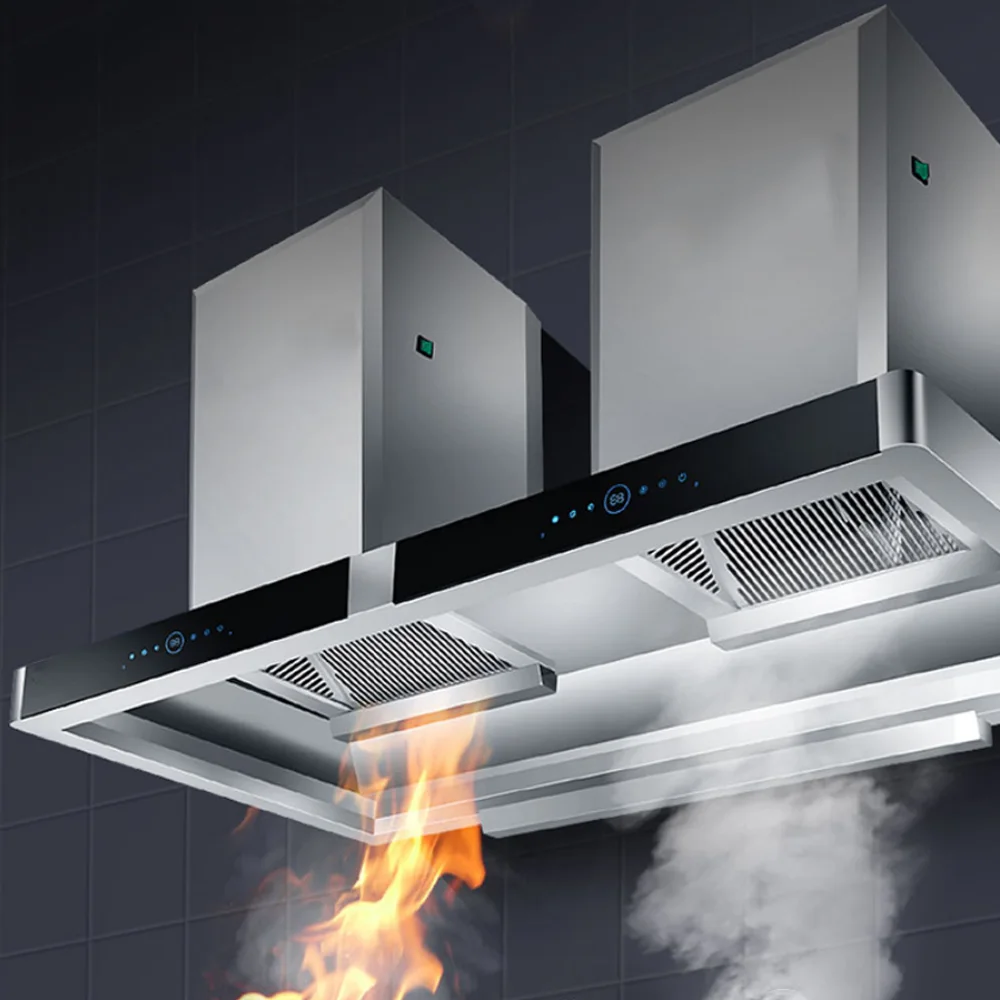 Commercial Electric Range Hoods for Hotels Schools Canteens Kitchens-Stainless Steel Top Suction Type Wall-Mounted