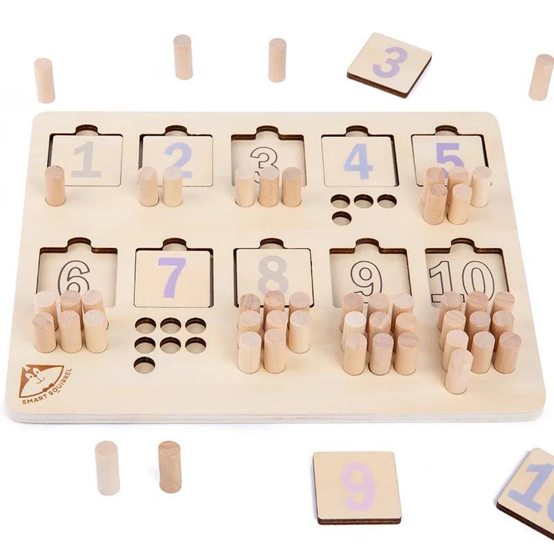 Puzzle in legno giocattolo Montessori giocattolo matematico digitale Nail Board Shape Matching Cognition Education Toys For Children