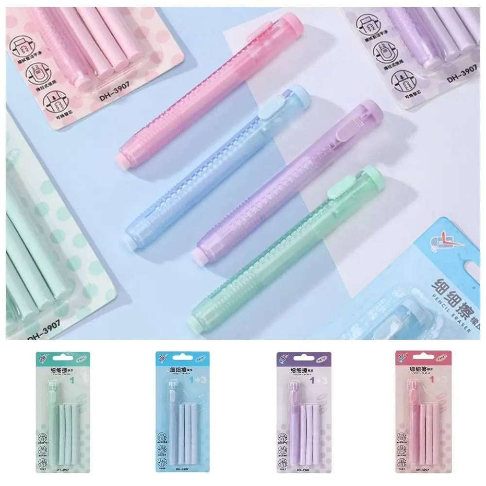 

Core Replacement Pen Type Press Eraser With Refills High Elasticity Pen Shape Retractable Eraser Dustless Traceless Press Eraser