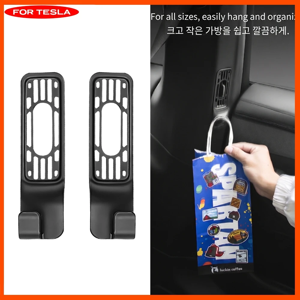 Rear AC Vent Storage Hook For Tesla Model YL 2026 Long Wheelbase 6 Seater Snap-on B-Pillar Hanger Interior Accessories