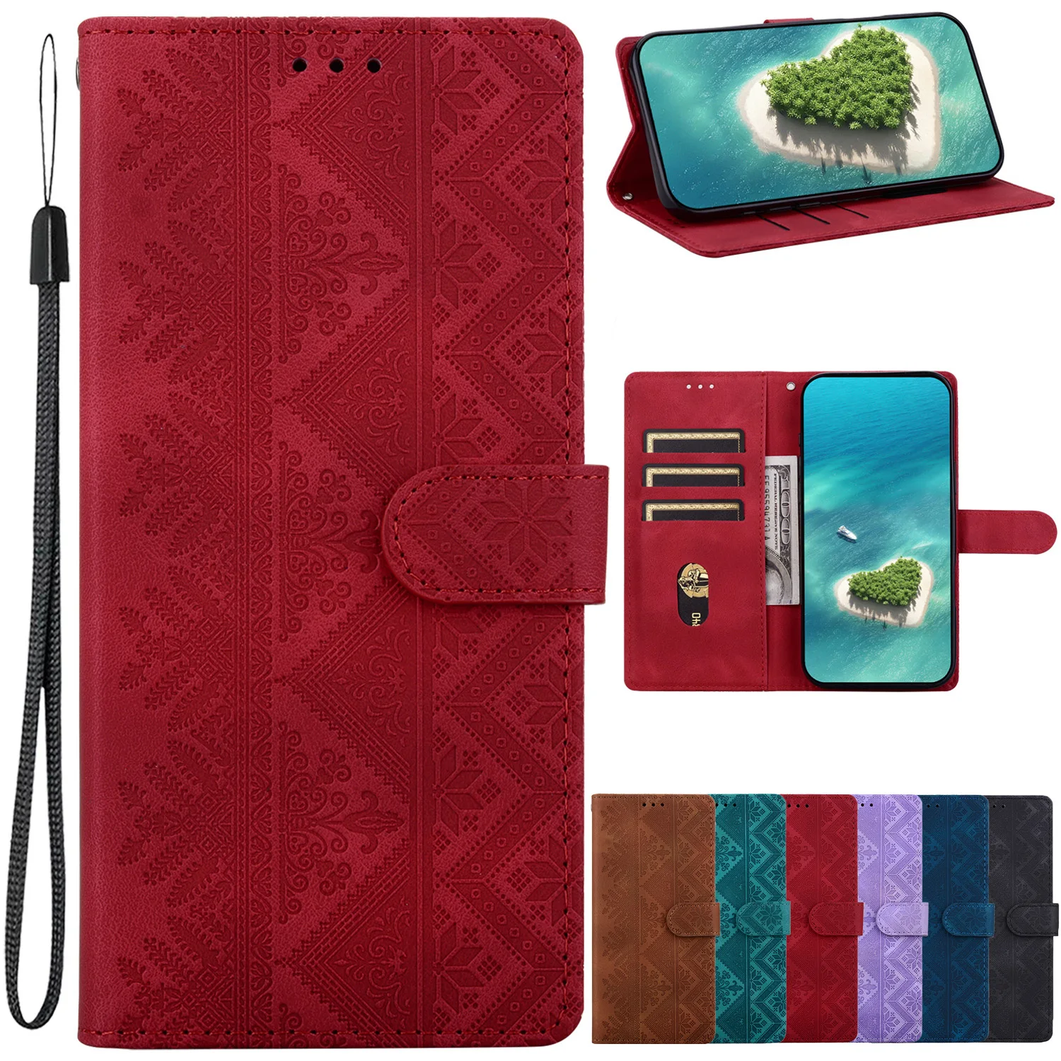 Leather Phone Case For Samsung Galaxy A07 A06 A05 A05S A04E A01 A04 A03 Core A3 A5 A9 A8 2017 2018 A6 PlusCard Slot Wallet Cover