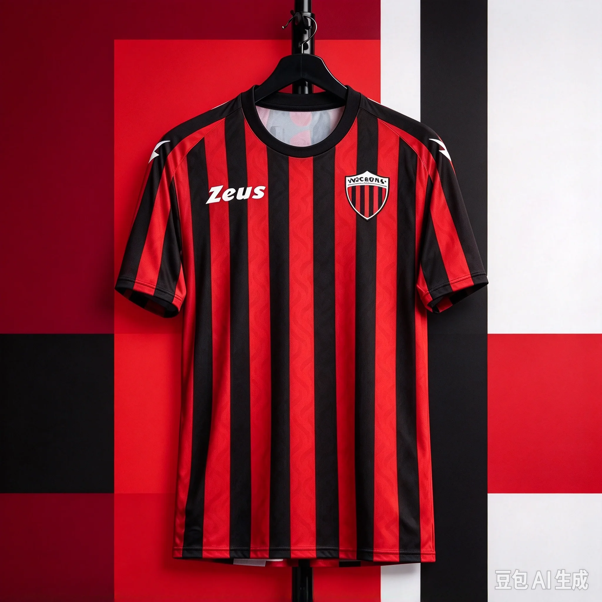 Nocerina 26-27 Soccer Jersey Red Black Vertical Striped Football Shirt Breathable Quick Dry SportsTraining Family