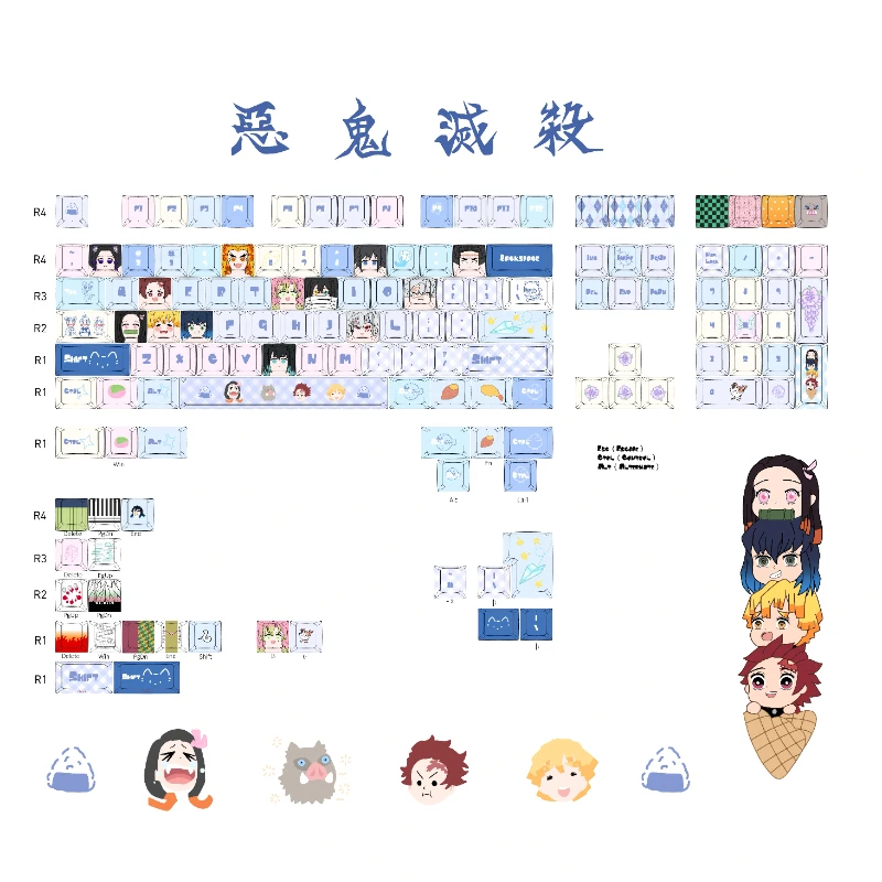 애니메이션 테마 키캡 세트 PBT 승화 체리 프로파일 맞춤형 오리지널 수제 키캡 기계식 키보드 선물 액세서리