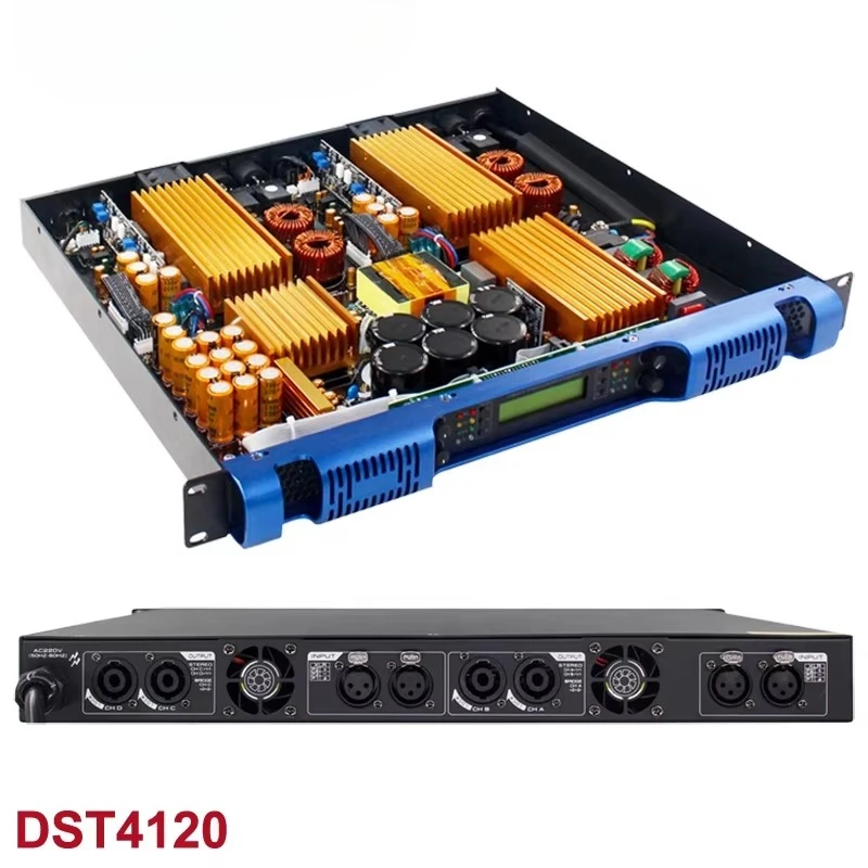 Class D Professional Amplifier 4-channel Stereo Power Amplifier 1U Size 1200Wx4 Power Amplifier for DJ and Line Array Speaker