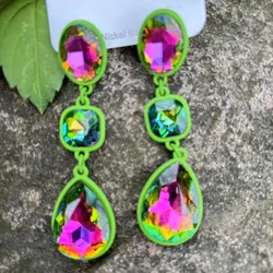 New Europe and the United States fresh water drop shape crystal earrings multi-layer splicing holiday, wedding high-grade alloy