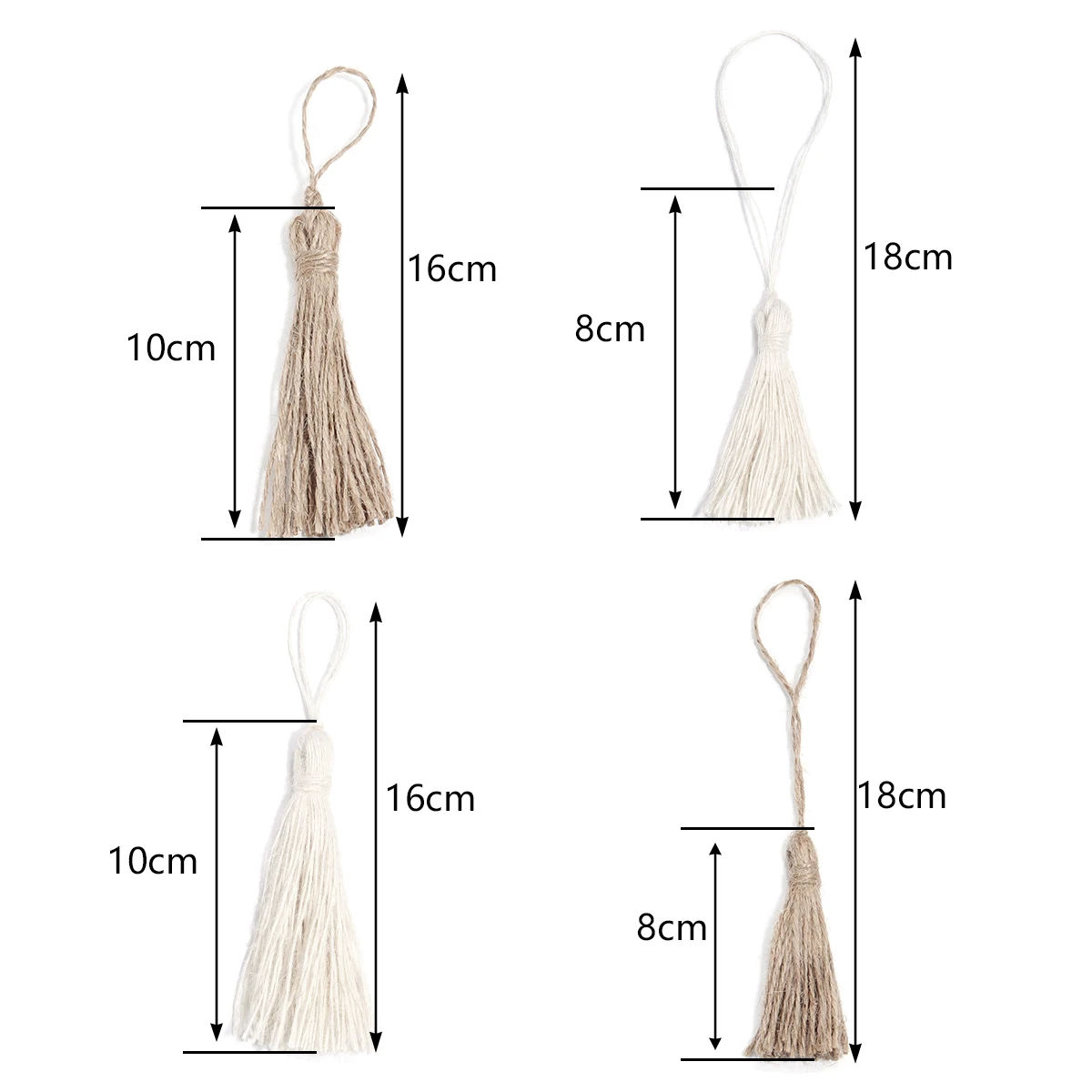 5pcs Jute Rope Tassels Single Strand Hemp Burlap Tassels for Curtain DIY Craft Christmas Tree Home Party Wedding Decorations