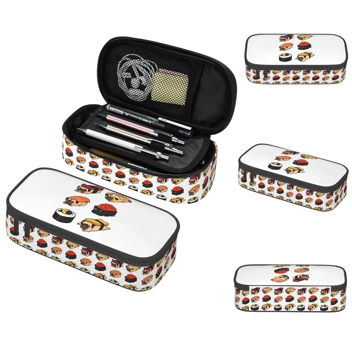 Estuche de lápices Sushi Pug para regalos de estudiantes, caja de bolígrafos, bolsa de lápices, suministros de papelería, bolsa porta bolígrafos