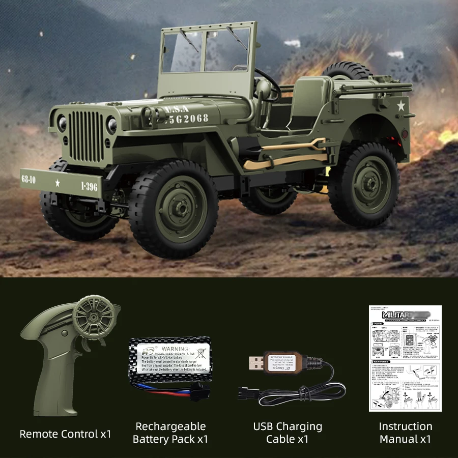 1/10 Jjrc Rc Car C8815 Willis Jeep Simulation Climbing Vehicle Slow Rc Off Road Racing Military Card Remote Control Vehicle Gift