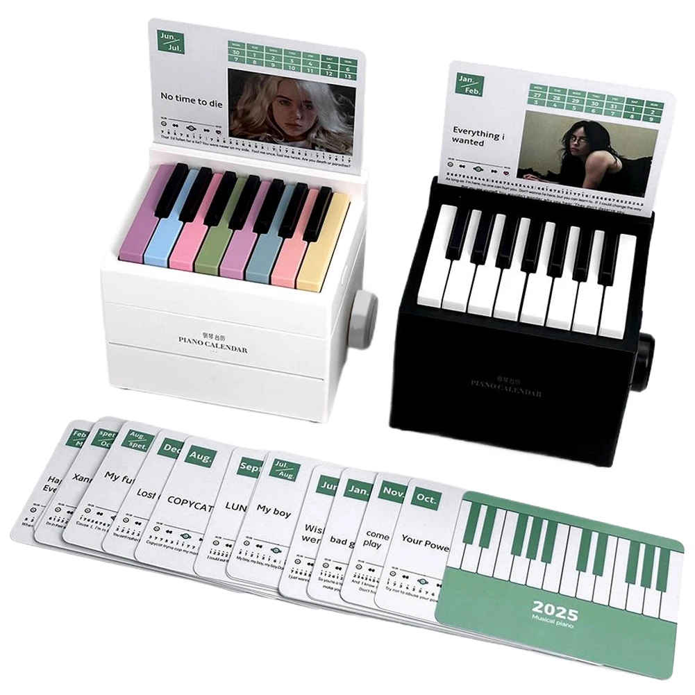 Piano Calendar 2025 Music Sheets Toy 15 Keys Piano Calendar Playable Piano Desk Calendar Gifts for Fans