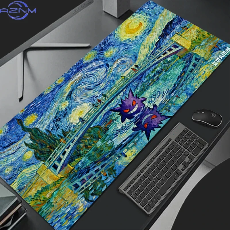 Xl Gengar Pokemon Pikachu Mouse Pad Anime Gamer Gaming Accessories Keyboard PC Computer Desk Mat Black and white Carpet Mousepad