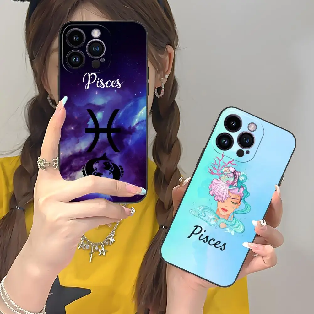 

Zodiac Sign Pisces Phone Case for iPhone 17 16 15 14 13 12 11 X XR XS 8 7 Air Pro Max Plus Mini Soft TPU Shockproof Cover
