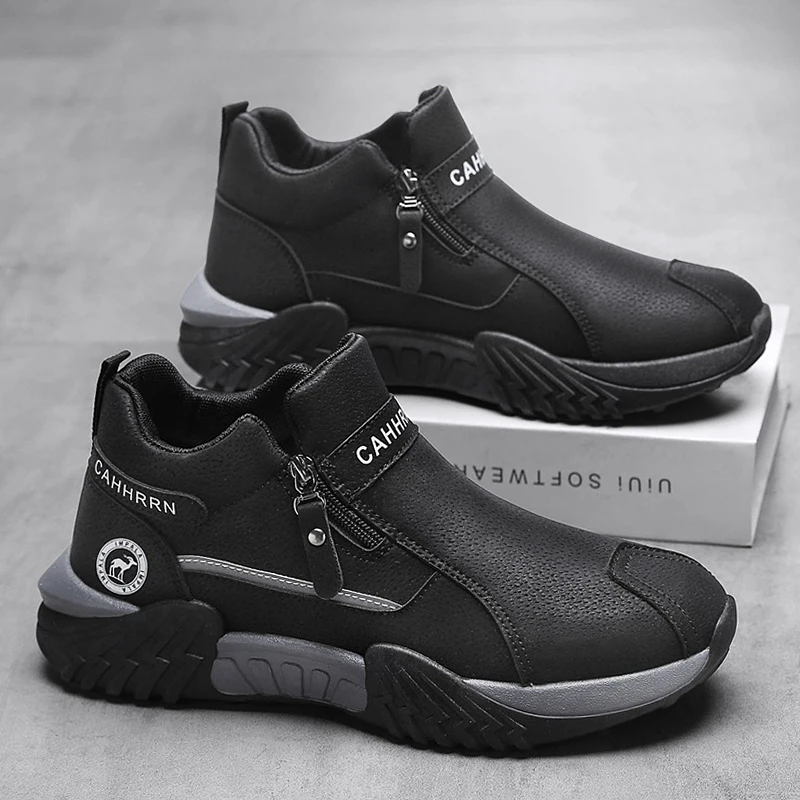 

Fashion Plush Warm Men Ankle Boots Winter Waterproof Non-slip Snow Boots Comfortable Cotton Shoes Outdoor Work Casual Sneakers