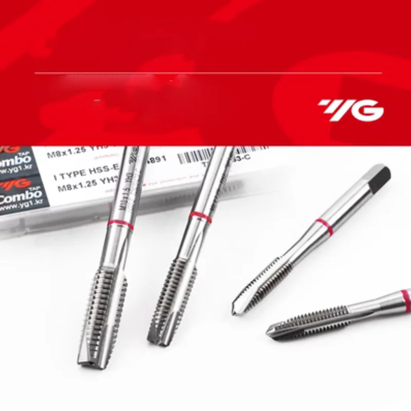 

Комбинированные спиральные метчики Korea YG с красным кольцом, остроконечные, M1.4, M1.6, M2, M2.5, M3, M4, M5, M6, M8, M10, M12, для нарезания машинной резьбы по алюминию и нержавеющей стали
