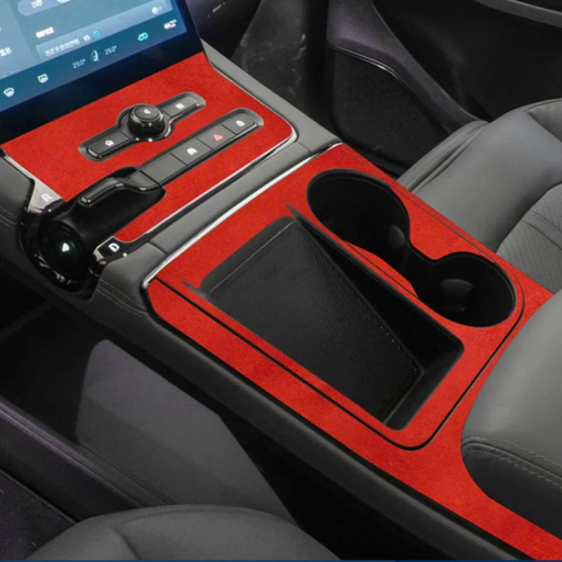 50*200 سنتيمتر قسط جودة المخملية الجلد المدبوغ النسيج الفينيل سيارة التفاف ملصق أسود أحمر الذاتي لاصق القماش المخملية فيلم لتصفيف السيارة #4